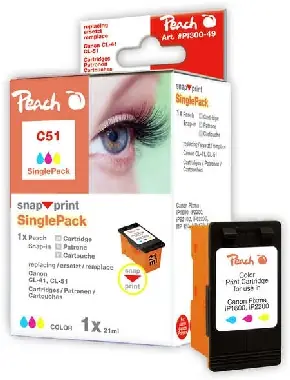 Peach CL-51 / CL-41 / CL-38 / alternativní cartridge bez tiskové hlavy / 21 ml / barevná