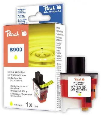 Peach LC-900 alternativní cartridge pro Brother / DCP-110C, DCP-115C / 12 ml / Žlutá