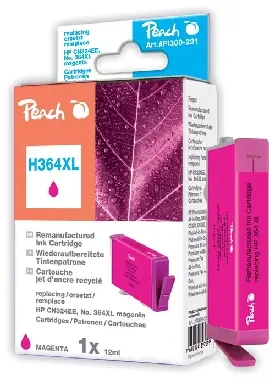 Peach inkoustová patrona s cipem purpurová- magenta, kompatibilní s  HP CB324EE, No. 364XL