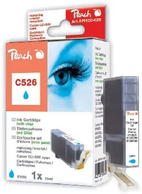 Peach CLI-526 alternativní cartridge s čipem / Pixma iP4850 / 10 ml / Modrá
