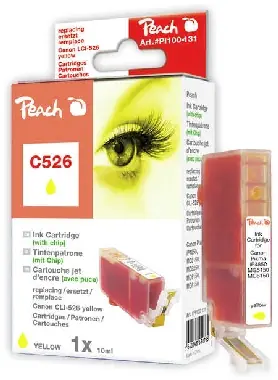 Peach CLI-526 alternativní cartridge s čipem / Pixma iP4850 / 10 ml / Žlutá