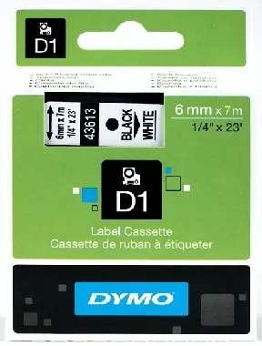 Dymo páska 6 mm / páska bílá / písmo černé