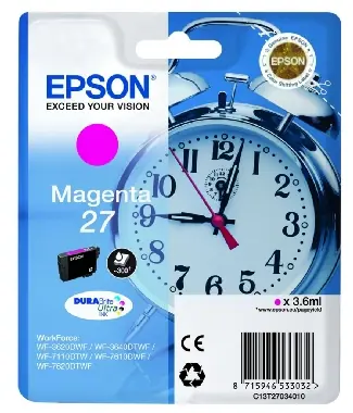EPSON DURABrite Ultra Ink 27 / originální cartridge / 3,6 ml / purpurová