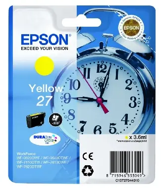 EPSON DURABrite Ultra Ink 27 / originální cartridge / 3,6 ml / žlutá