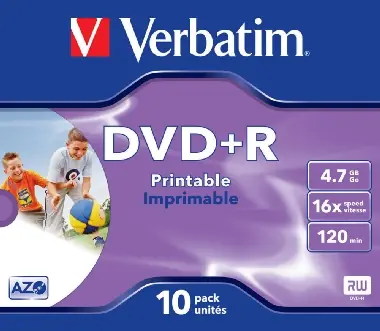 Verbatim DVD+R / 4.7 GB / 16x / Printable / 10ks jewel case