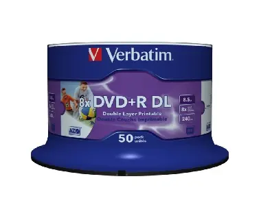 Verbatim DVD+R DL Wide Inkjet Printable 50ks / 8.5 GB / 8x