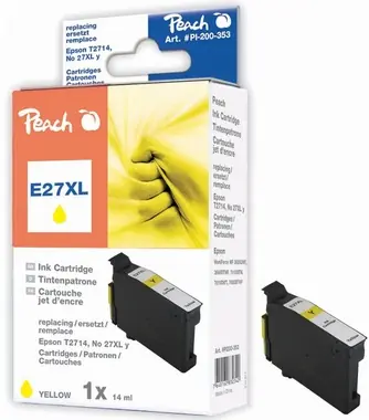 Peach T2714 alternativní cartridge / 27XL / 14ml / pro Epson WF-3620 / žlutá