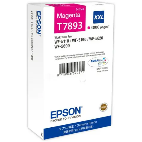 Epson T7893 cartidge / XXL / pro WorkForce Pro / 34.2 ml / purpurová