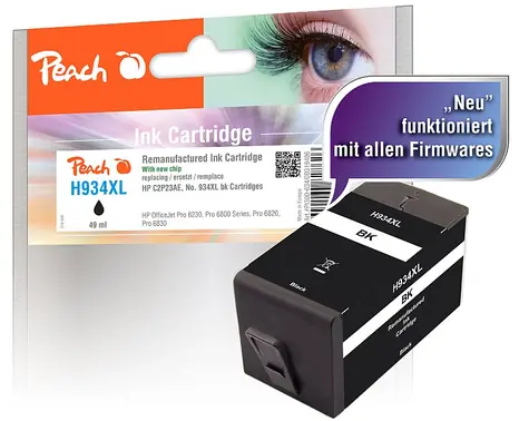 Peach 934XL Remanufakturovaná cartridge / HP Officejet Pro 6230 e-printer / 6830 e-AiO / 1000 stran / černá