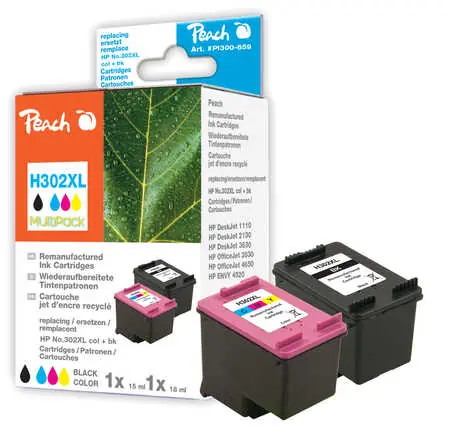 Peach Remanufactured MultiPack HP302XL alternativní cartridge / OfficeJet 3830 / 15+18 ml / MultiPack