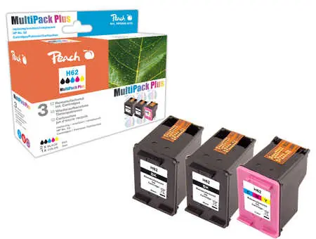 Peach Remanufactured HP62 MultiPack Plus alternativní cartridge / HP Envy 5640 / OEM chip / 2x4.3+9ml / Multipack Plus