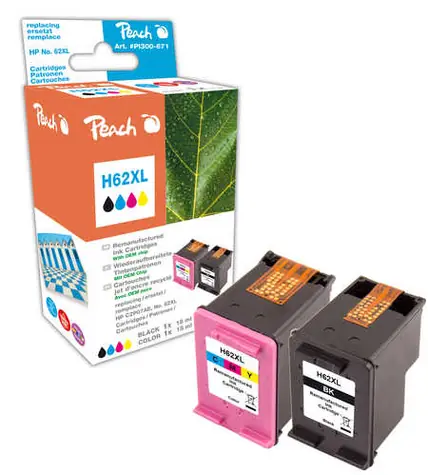 Peach Remanufactured HP62XL MultiPack alternativní cartridge / HP Envy 5640 / OEM chip / 19+21ml / Multipack