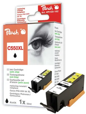 Peach CLI-551XL alternativní cartridge s čipem / Pixma MG5450 / 23ml / Černá