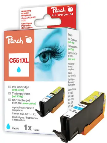 Peach CLI-551XL alternativní cartridge s čipem / Pixma MG5450 / 13ml / Modrá