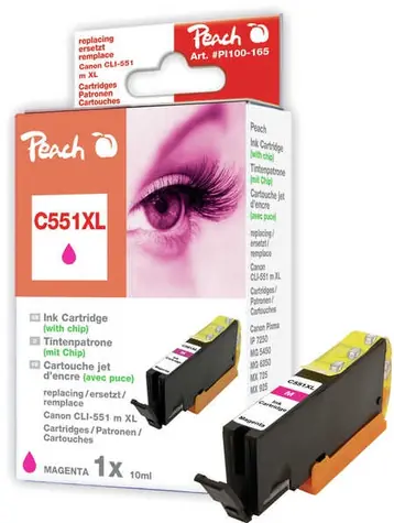 Peach CLI-551XL alternativní cartridge s čipem / Pixma MG5450 / 13ml / Purpurová