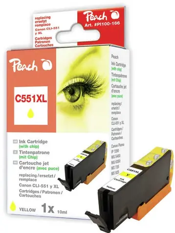 Peach CLI-551XL alternativní cartridge s čipem / Pixma MG5450 / 13ml / Žlutá