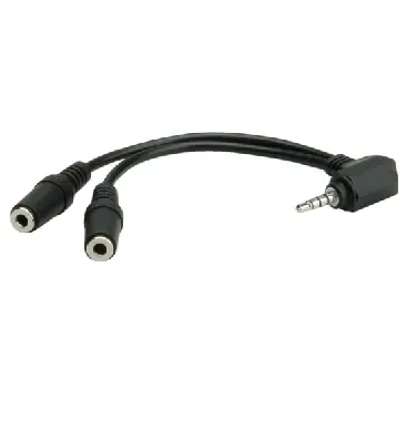 OEM redukce 4pólový jack 3.5 mm / 2x jack 3.5 mm / kabel 15cm / pro připojení mikrofonu a sluchátek