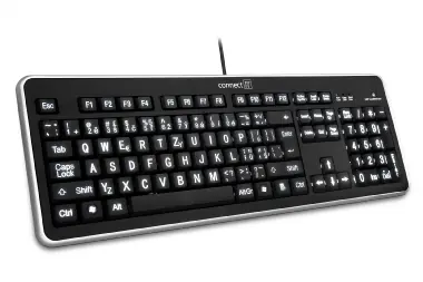 CONNECT IT LED CI-71 černá / Kancelářská klávesnice / podsvícená / CZ layout / USB / 1.4m 