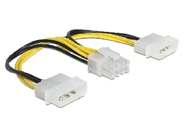 DeLock napájecí kabel 8 pin EPS - 2 x 4 pin molex / 15cm