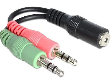 Delock adaptér stereo jack 3.5 mm 4 pin samice > 2 x stereo jack 3.5 mm 3 pin samec