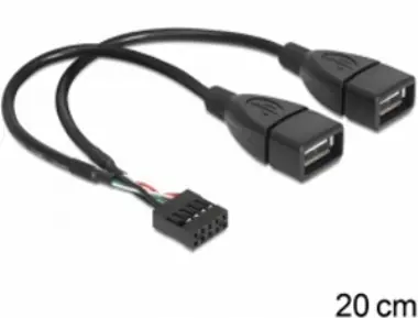 Delock kabel 2x USB 2.0 A samice na pinový konektor