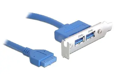 Delock záslepka 1x interní 19pin USB 3.0 - 2 x USB 3.0 A samice externí / nízký profil