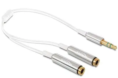 Delock adaptér stereo jack 3,5 mm samec > 2 x stereo jack 3,5 mm samice, 25cm
