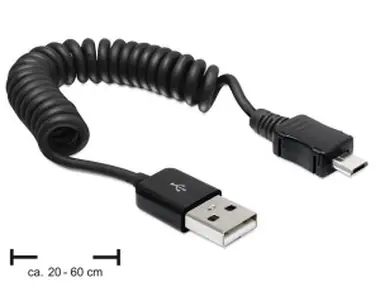 DeLock kabel USB 2.0 A samec <¦-> USB micro B samec / kroucený kabel