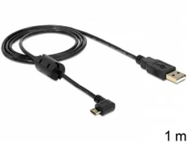DeLock kabel USB 2.0 A samec <-> USB micro B samec pravoúhlý 270° 1 m