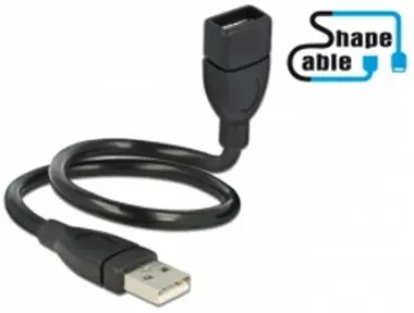 DeLock USB 2.0 kabel samec <-> A samice ShapeCable / 0.35 m