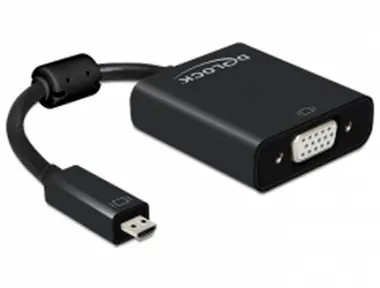 Delock adaptér HDMI Micro-D samec <-> VGA samice / s Audio / černý