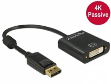 Delock adaptér Displayport 1.2 samec <-> DVI samice 4K  / pasivní / černý