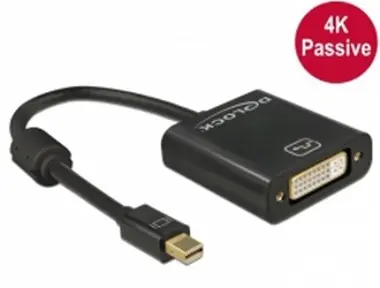 Delock adaptér Mini Displayport 1.2 samec <-> DVI samice 4K  / pasivní / černý