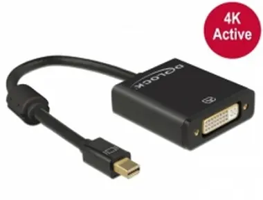 Delock adaptér mini Displayport 1.2 samec <-> DVI samice 4K aktivní černá
