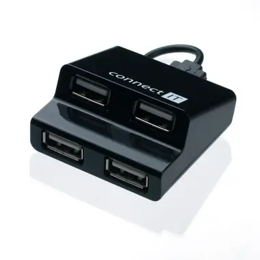 CONNECT IT STEP USB hub černá / 4x USB