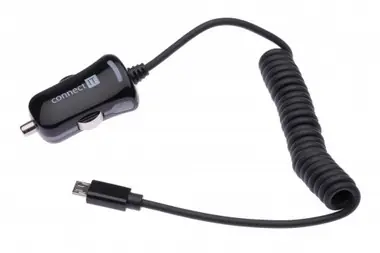 CONNECT IT Wirez Autonabíječka micro USB 1m černá / 2.1A