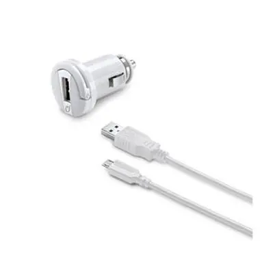 CellularLine autonabíječka s datovým kabelem a konektorem microUSB / 2A / bílá