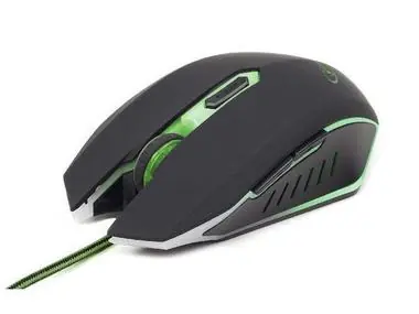Gembird MUSG-001-G / herní optická myš / 2400 DPI / 6-tlačítková / USB / černá s zeleným podsvícením