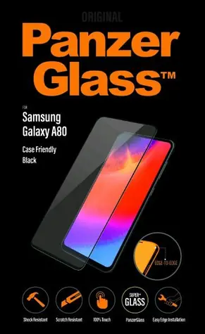 PanzerGlass tvrzené sklo Case Friendly pro Samsung Galaxy A80 černá / doprodej