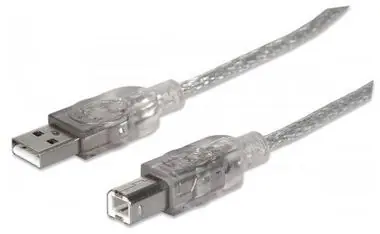 Manhattan Hi-Speed USB 2.0  kabel A-B M/M / 3m / stříbrný