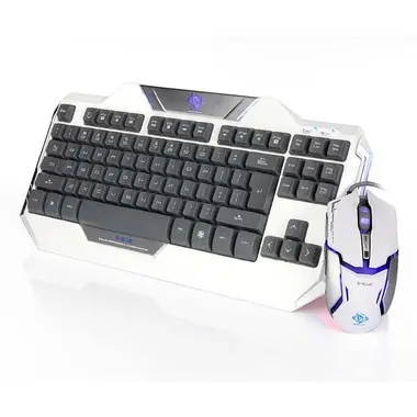 E-BLUE Auroza Set / Klávesnice+myš / herní drátový set / USB / US / bílá