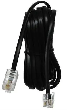 Telefonní kabel / 4 žíly / plochý / RJ-45 - RJ11 / 10m / černý