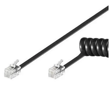 PremiumCord Kabel telefonní sluchátkový kroucený 4 žíly 2m - černý