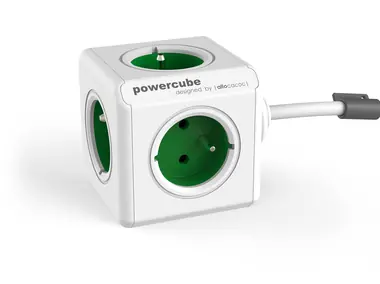 PowerCube Extended zelená / Prodlužovací přívod 230V / 1.5m / 5 zásuvek