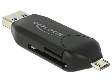 DeLock Micro USB OTG čtečka karet + USB 3.0 A male 