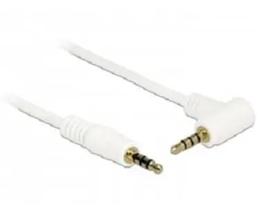 Delock kabel Stereo Jack 3.5 mm 4 pin samec > samec / úhlový / 0.5m / bílý