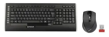 A4tech 9300F / set bezdrátové klávesnice a V-Track optická myš / CZ/US / USB / černá
