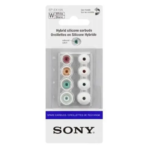 SONY náhradní silikonové koncovky do in-ear sluchátek / 4 různé velikosti / bílá