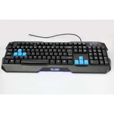 E-BLUE Polygon / Herní klávesnice / drátová (USB) / US + CZ/SK přelepky / odolná proti polití / černá 