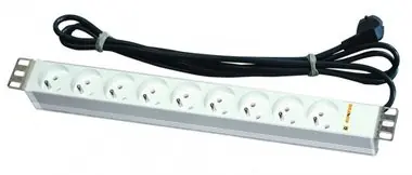 Napájecí panel / 9x UTE / 1U / RAL7035 / 3m kabel